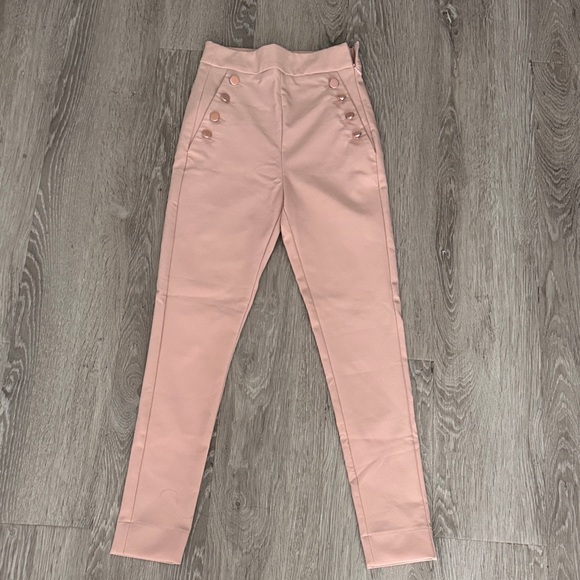 Pants - Stylish Pink High-Waisted Pants